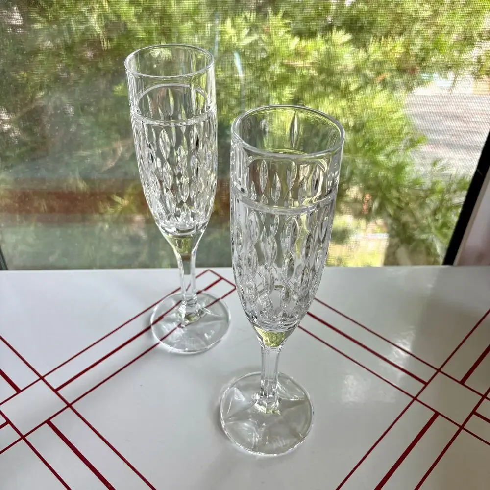 Ralph Lauren Aston Crystal Champagne Flutes Set of 2 with Original Box